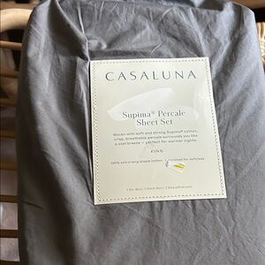 Casaluna King Supima Percale Sheet Set - Dark Gary